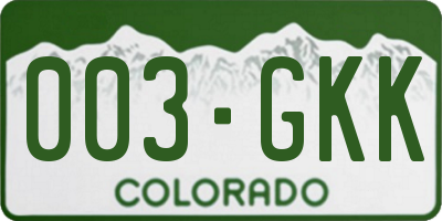 CO license plate 003GKK