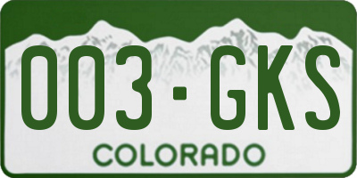 CO license plate 003GKS