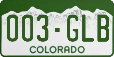 CO license plate 003GLB