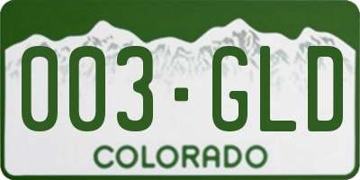 CO license plate 003GLD
