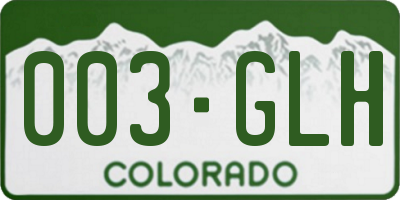 CO license plate 003GLH