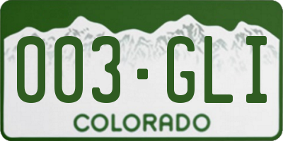 CO license plate 003GLI