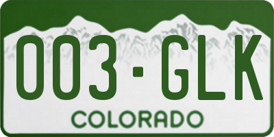 CO license plate 003GLK