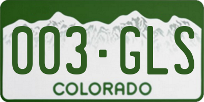 CO license plate 003GLS