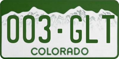 CO license plate 003GLT