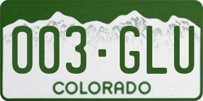 CO license plate 003GLU