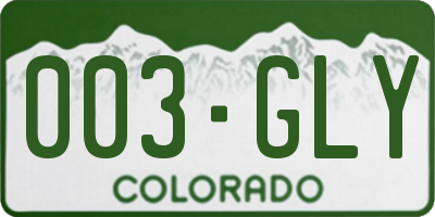 CO license plate 003GLY