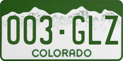 CO license plate 003GLZ