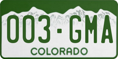 CO license plate 003GMA