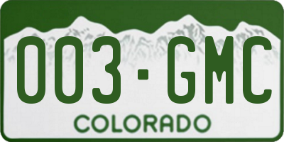 CO license plate 003GMC