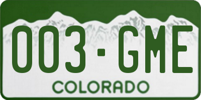 CO license plate 003GME