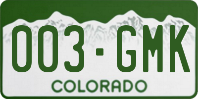 CO license plate 003GMK