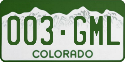 CO license plate 003GML