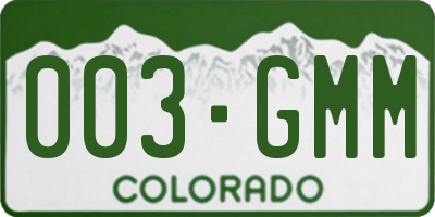 CO license plate 003GMM