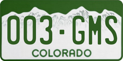 CO license plate 003GMS