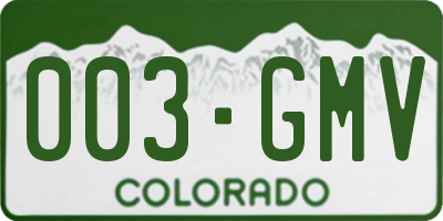 CO license plate 003GMV