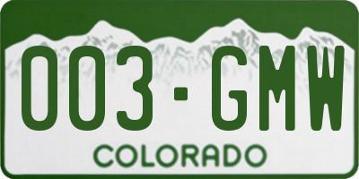 CO license plate 003GMW