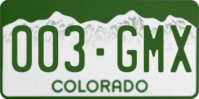 CO license plate 003GMX
