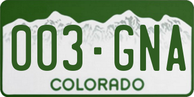 CO license plate 003GNA