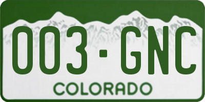 CO license plate 003GNC