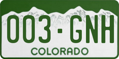 CO license plate 003GNH