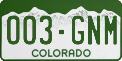 CO license plate 003GNM