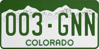 CO license plate 003GNN