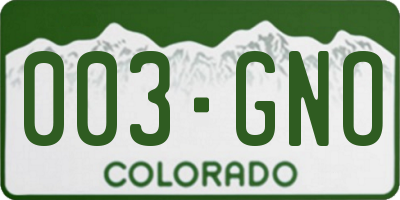 CO license plate 003GNO