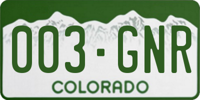 CO license plate 003GNR