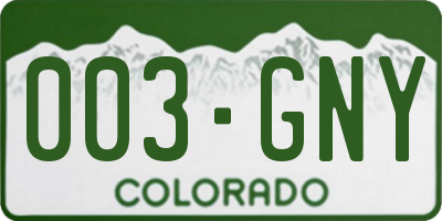 CO license plate 003GNY