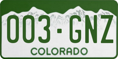 CO license plate 003GNZ