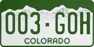 CO license plate 003GOH