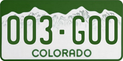 CO license plate 003GOO