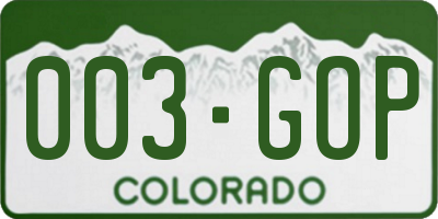 CO license plate 003GOP