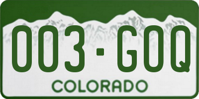 CO license plate 003GOQ