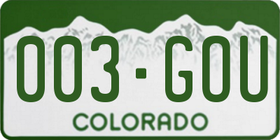 CO license plate 003GOU
