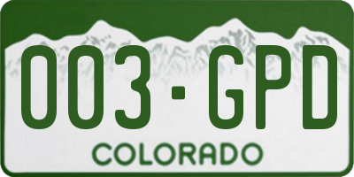 CO license plate 003GPD