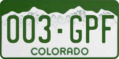 CO license plate 003GPF