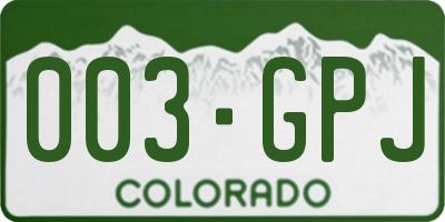 CO license plate 003GPJ