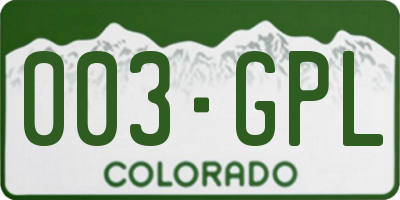 CO license plate 003GPL