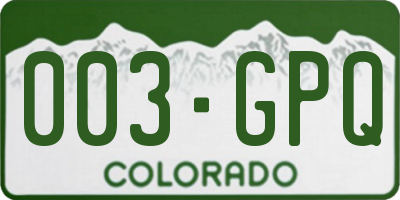 CO license plate 003GPQ