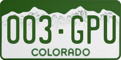 CO license plate 003GPU