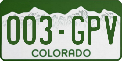 CO license plate 003GPV