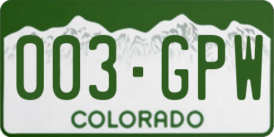 CO license plate 003GPW