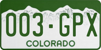 CO license plate 003GPX