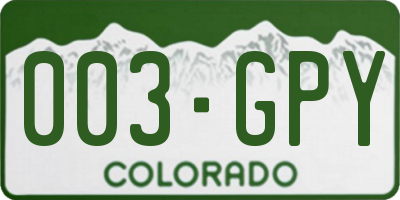 CO license plate 003GPY