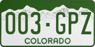 CO license plate 003GPZ