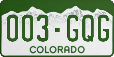 CO license plate 003GQG