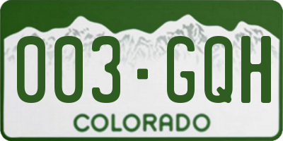 CO license plate 003GQH