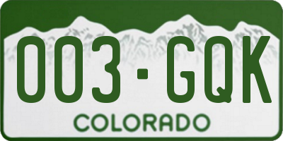 CO license plate 003GQK